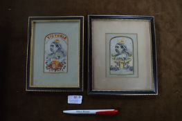 Two Victorian Stevengraph Framed Silk Portraits of Queen Victorian