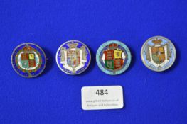 Four Enameled Silver Coins with Brooch Mountings ~55g gross