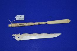 Napoleonic Prisoner of War Work, Bone Knife Sharpener, and Nib Case