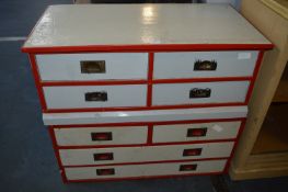 Victorian Painted Two Piece Bank of Drawers