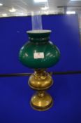 Duplex Brass Oil Lamp with Green Shade