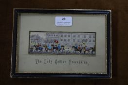 Victorian Stevengraph Framed Silk Picture - The Lady Godiva Procession