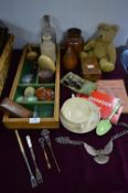 Collectible Items; Opera Glasses, Suzy Cooper Dish, Teddy Bear, etc.