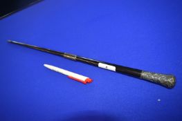 Ebony Conductor's Baton with Hallmarked Sterling Silver Mounts 1891