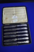 Case of Six Walker & Hall of Sheffield Silver Handled Fruit Knives