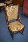 Victorian Upholstered Beechwood Rocking Chair