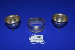 Two Silver Salts and a Napkin Ring - Sheffield 1903, ~45g gross