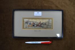 Victorian Stevengraph Framed Silk Picture - Full Cry Hunting Scene