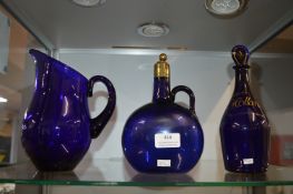 Bristol Blue Glass Gin Decanters and a Jug