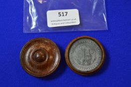 Selby Abbey 1907 Souvenir Lead Medallion and an Oak Box