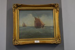 Gilt Framed Oil on Canvas Unsigned E.K. Redmore Marine Study