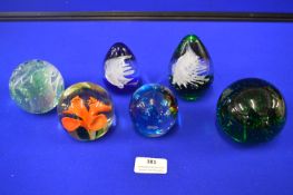 Six Vintage Glass Paperweights