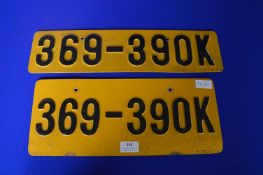 Two Vintage Capris Number Plates