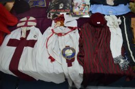Five Masonic Capes plus Caps, Sashes, Belts, etc.