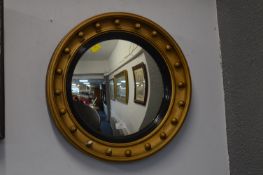 Circular Gilt Framed Convex Mirror