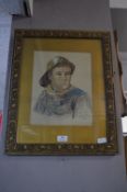 Signed & Framed Watercolour of a Young Fisherman signed DSJ 1892