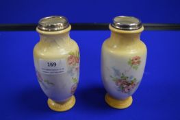 Two Ceramic Floral Pots with Hallmarked Silver Rims