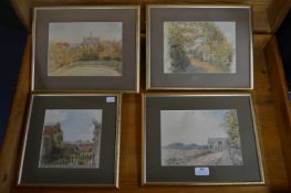 Four Framed Watercolour Sketches of Garden and Countryside Scene by Louisa & Charlotte Holt