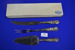 Boxed Serving Set with Hallmarked Silver Handles