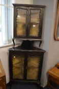 Victorian Ebonised Glazed Front Corner Display Cab