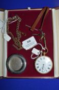 18k Gold Pocket Watch Hallmarked - Chester 1873 Continental Gold, plus 9k Gold 40g Chain