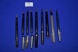Vintage Fountain Pens Including Parker Duofold and Victory with 14k Gold Nibs