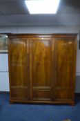 Walnut Veneered Triple Wardrobe
