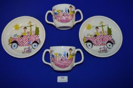 Two Breakfast Sets by Gustavsberg Flintgods Krakel Spektakel of Sweden