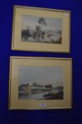 Two Framed Watercolour Riverscapes by Charlotte an