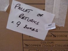 *Pallet of 9 Boxes of Returned Assorted ILite Lights
