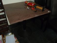 *Red Granite Topped Table on Cast Iron Pedestal 80x80cm