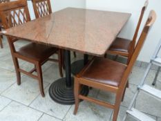 *Red Granite Topped Table on Cast Iron Pedestals 120x80cm