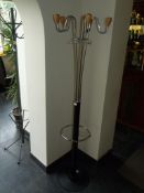 *6ft Hat, Coat & Umbrella Stand in Chrome & Black