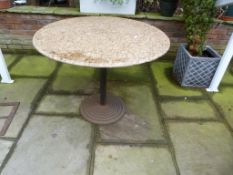 *Circular Granite Topped Table on Cast Iron Pedest