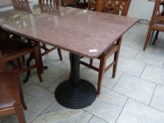 *Red Granite Topped Table on Cast Iron Pedestal 80x80cm