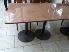*Red Granite Topped Table on Cast Iron Pedestals 120x80cm
