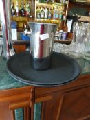*2 Circular Bar Trays and a Stainless Steel Wine Chiller