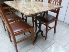 *Granite Topped Table on Cast Iron Pedestals 120x80cm