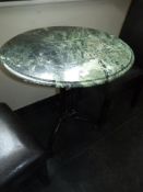 *Circular Green Granite Topped Table on Cast Iron Pedestal 70cm diameter