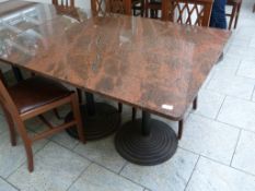 *Red Granite Topped Table on Cast Iron Pedestals 120x80cm