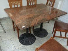 *Red Granite Topped Table on Cast Iron Pedestals 120x80cm