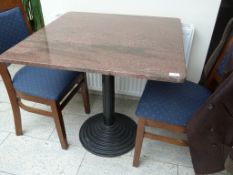 *Red Granite Topped Table on Cast Iron Pedestal 80x80cm