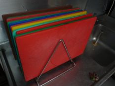 *10 Coloured Chopping Boards with Stand