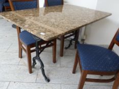 *Granite Topped Table on Cast Iron Pedestals 120x80cm