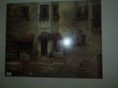 *Printed Canvas Depicting an Italian Coffee Shop