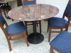 *Circular Red Granite Topped Table on Cast Iron Pedestal 100cm diameter