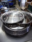 * stainless steel service trays x approx 15