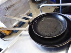 * 3 x cast frying pans - 2 x 40cms, 1 x 30cms