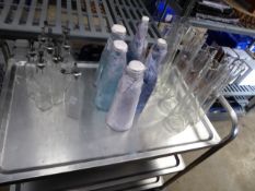 * selection of glass items - includes 8 x oil and vinegar bottles, 5 x pop top water bottles and 6 x