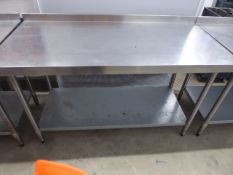 * Vogue S/S prep brench with upstand to rear and undershelf. 1500w x 700d x 950h